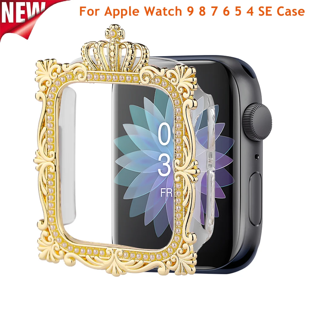 Niedliches PC-Uhrengehäuse für Apple Watch Serie 987654321 40/41 mm Geburtstagsgeschenk für Mädchen für Iwatch 44/45 mm, luxuriöse Schutzhülle