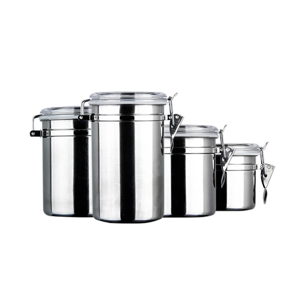 

1 Pcs Premium Stainless Steel Food Storage Can Sealed Container Airtight Coffee Beans Tank Kitchen Essentials