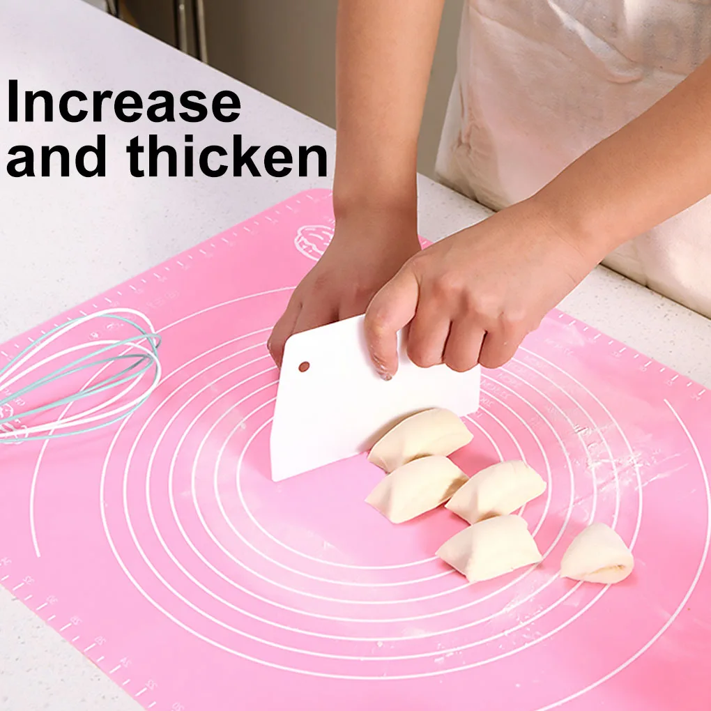 Tapete de silicona antideslizante con escala, almohadilla de pastelería antiadherente gruesa, mantel individual para pastel de Fondant, morado, patrón aleatorio