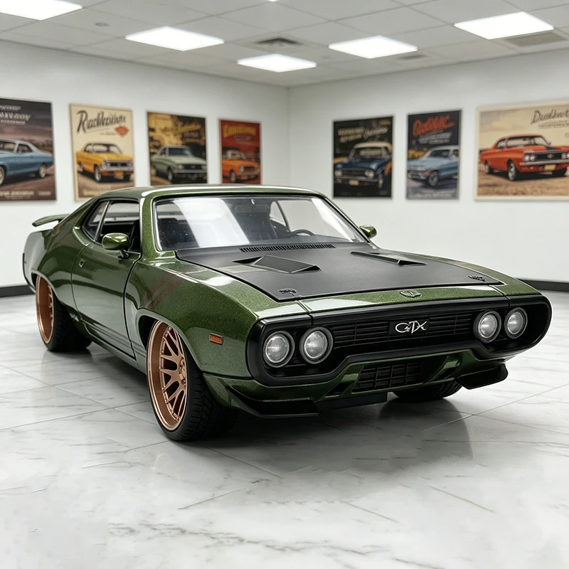 JADA 1:24 Plymouth GTX 1972, Coche de Aleación Fundida a Presión, Modelo de Coche en Miniatura a Escala para Colección o Regalo