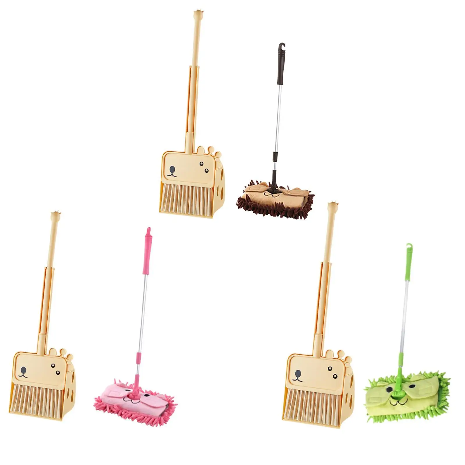 3Pcs Mini Broom with Dustpan Mop Little Housekeeping Helper Set Role Playing