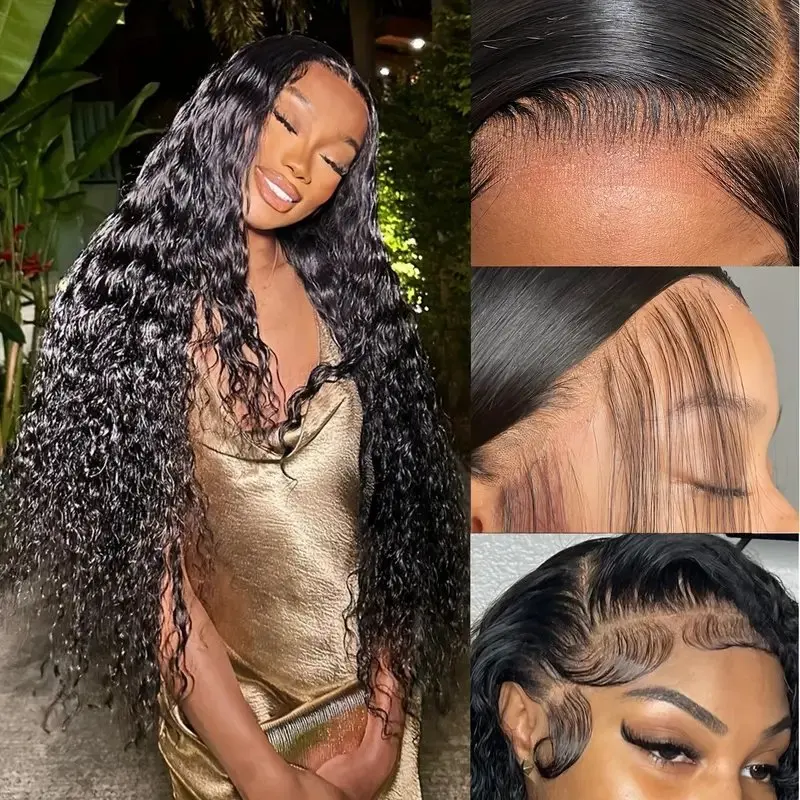 Rosabeauty 250% Density 13x4 HD Lace Front Human Hair Wigs Deep Wave 5X5 Preplucked Glueless Ready To Go Curly Wig 40 Inches