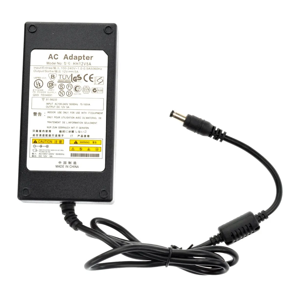 60W 12V 5A Power Supply with 8 Way Splitter Cable for LED Strip Light Cctv Camera Power Adapter for 9V 12V Devices