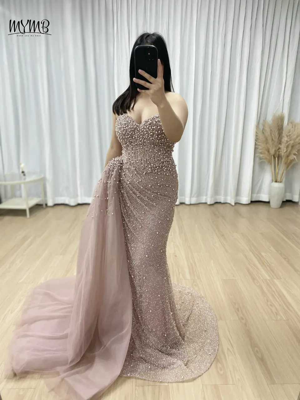MYMB Arabic Luxury Off Shoulder Mermaid Evening Dress for Women Party Gorgerous Beaded Strapless Formal Gowns Customized MB40268