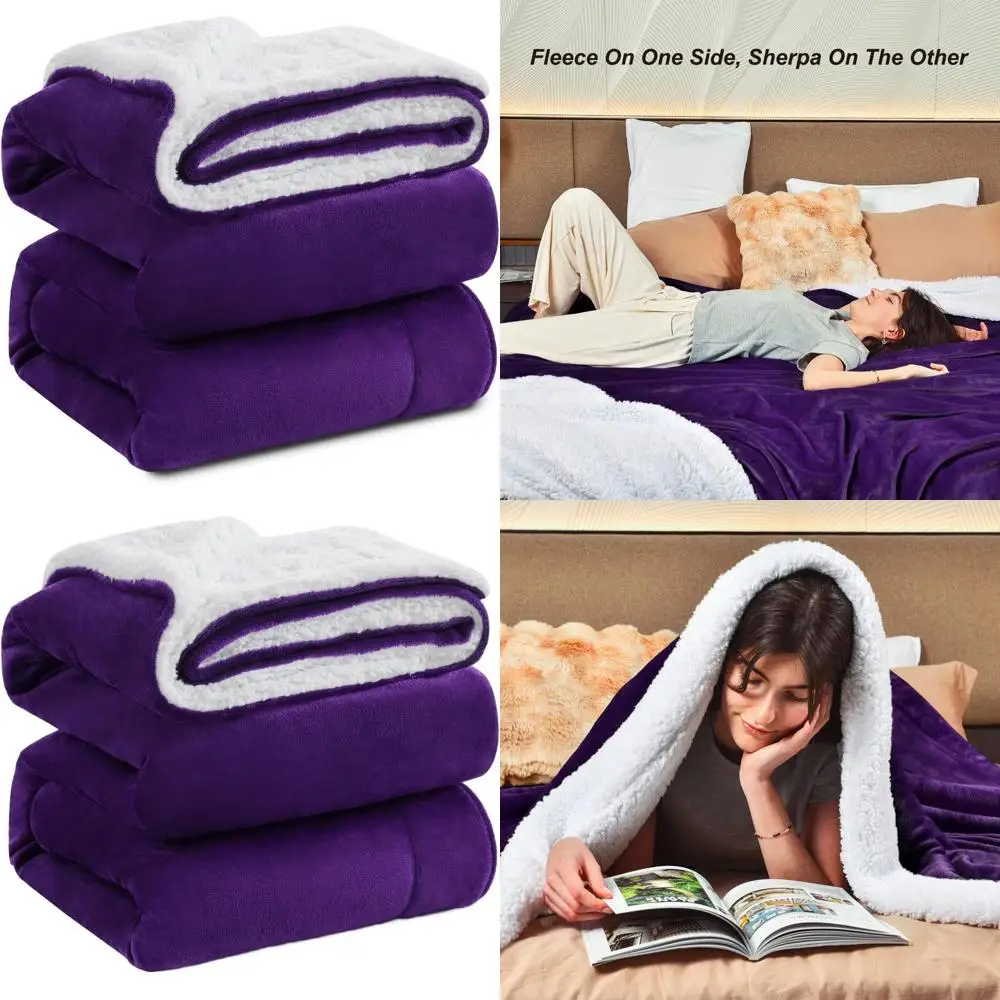 

Плюшевое флисовое одеяло King Size — теплое, тяжелое, плотное для зимы, ультрамягкое 500GSM, 108x90 фиолетовое