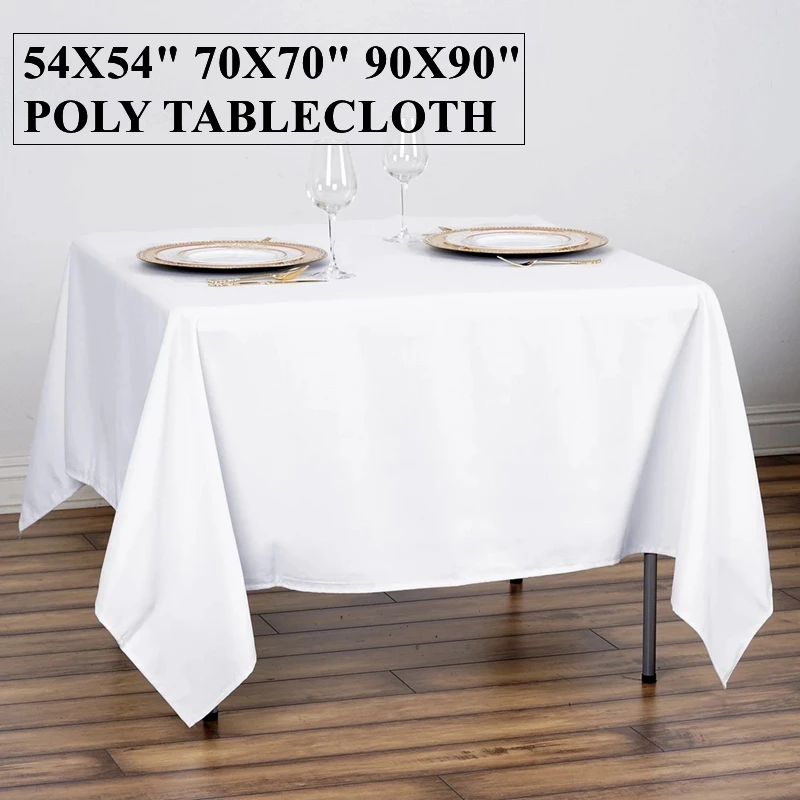 White Color Square Poly Table Cloth Overlay For Banquet Wedding Event Party Decoration