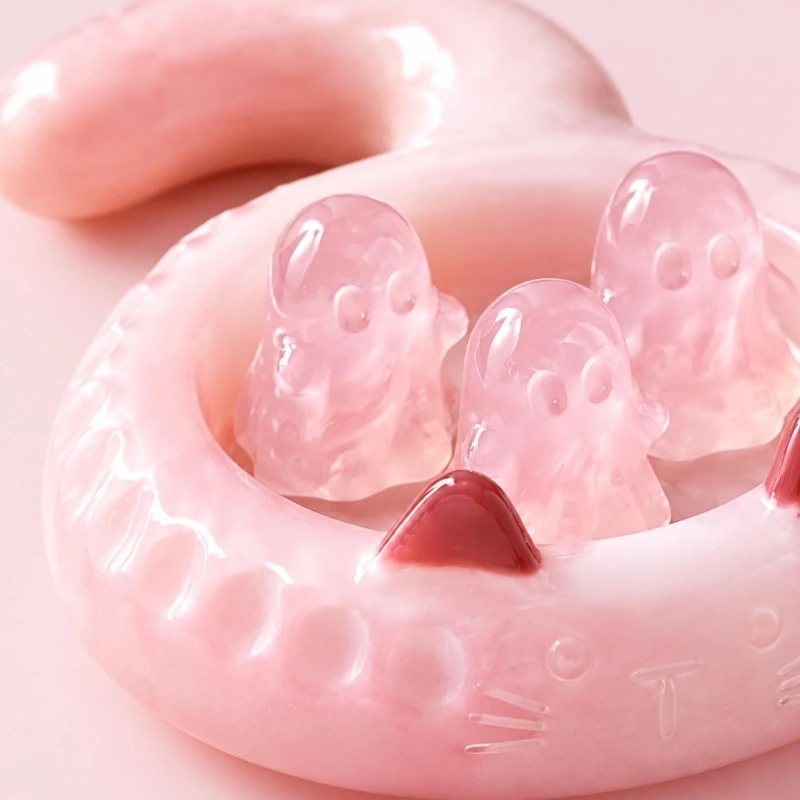 HXBF Cats Jewelry Dish Mold with Flexible Release and Curled Tail Form