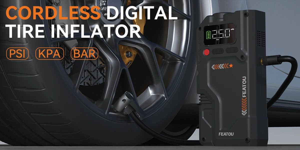Tragbarer Auto-Starthilfe, Starthilfe mit Luftkompressor, 6000 A Peak BatteryJumper StarterPortable, Starthilfe für Autobatterie – Detail 1