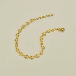 High Quality Stainless Steel 14K Gold Plated Hollow Heart Bracelet For Woman Charm Wedding Engagement Party Fashion Jewelry
