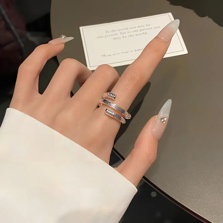 VENTFILLE 925 Sterling Silver Skeleton Line Ring For Women Gift Geometric Irregular Trendy Jewelry Dropshipping