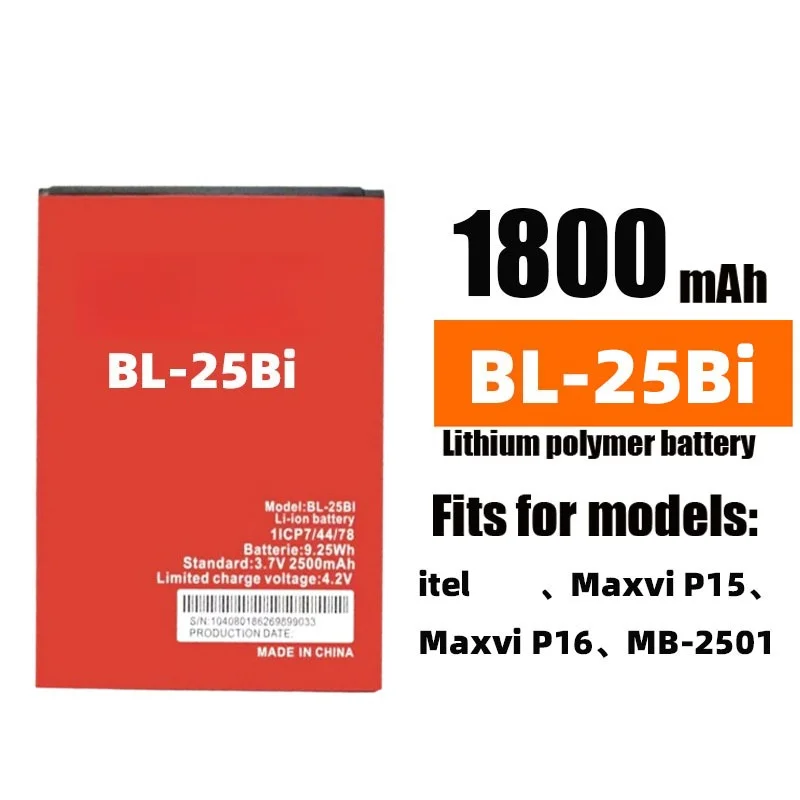 2500mAh BL-25BI/BL-25BT Li-Polymer Battery for Itel IT5616 Smartphone Compatible Replacement with Safe Circuit Protection