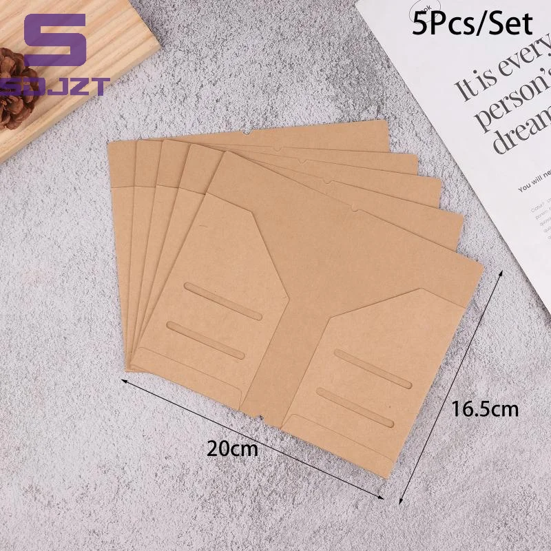 

5Pcs Kraft Paper Pocker Business Card Holder Passport Style File Folder Office Business File Folders Letter Files Organizer
