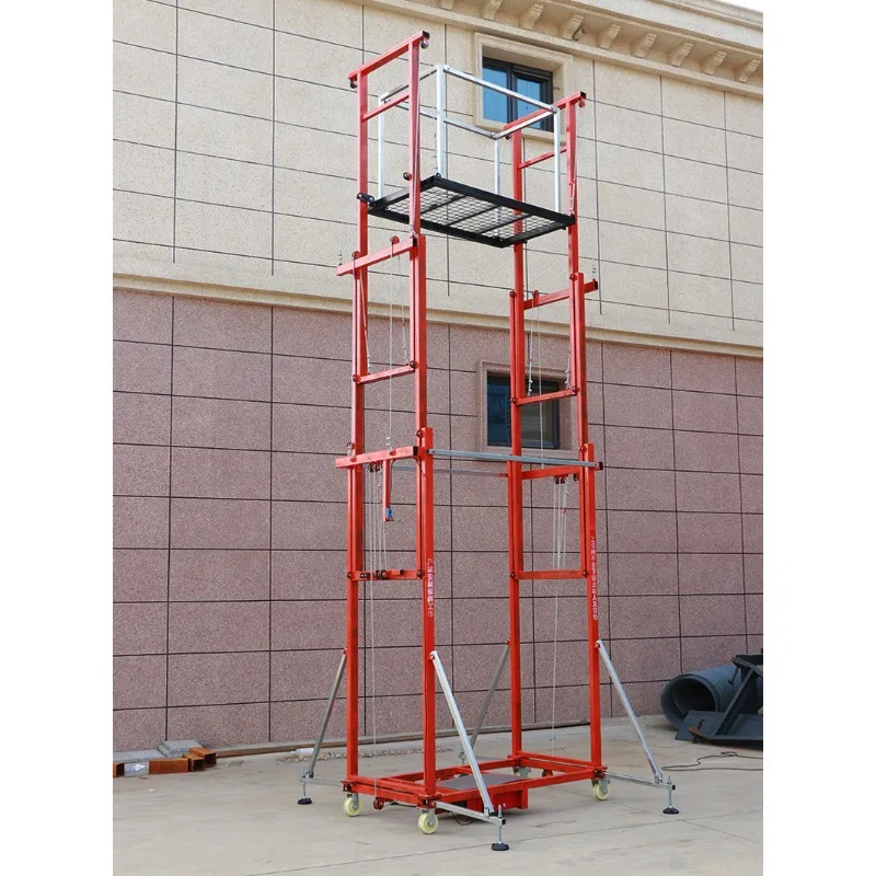 ลิฟท์นั่งร้านไฟฟ้าแบบเคลื่อนที่ ความสูง 10 เมตร รับน้ำหนักได้ 500 กิโลกรัม พร้อมระบบหยุดฉุกเฉินและระบบความปลอดภัย  แบบพับได้