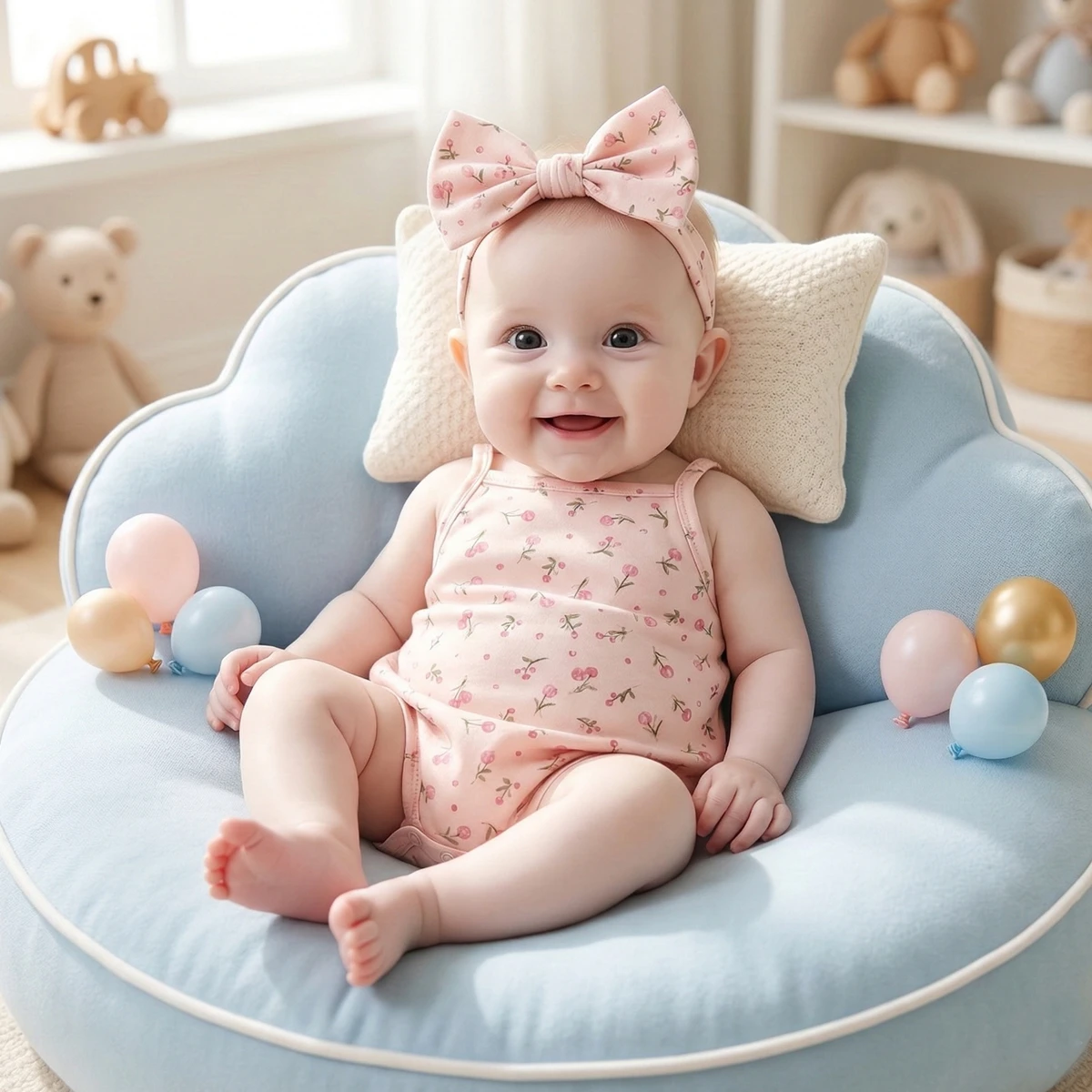 

Sanlutoz Adorable Baby Girls Bodyuits with Headband Fashion Pink Toddler Girls Onesies Summer