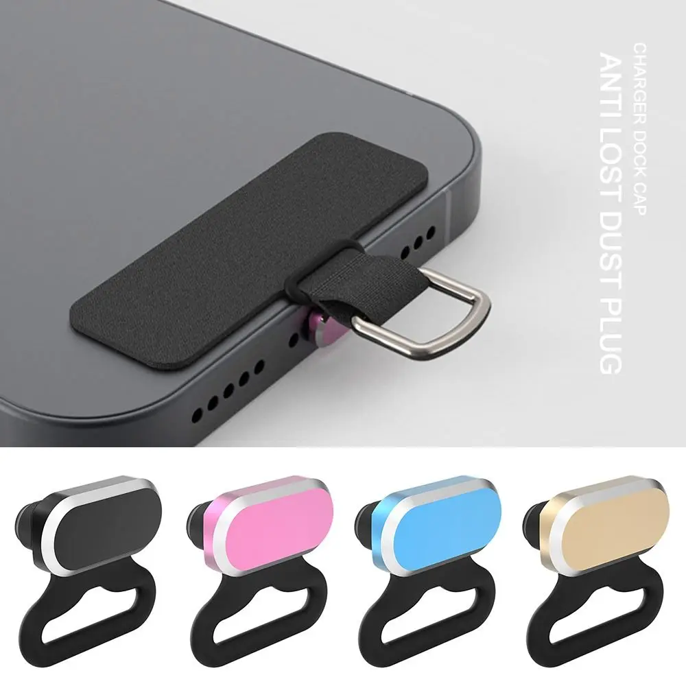 Metal Anti Lost Dust Plug Patch for iPhone/Samsung/Google Type C Charging Port Dustproof Protector Silicone Dustplug