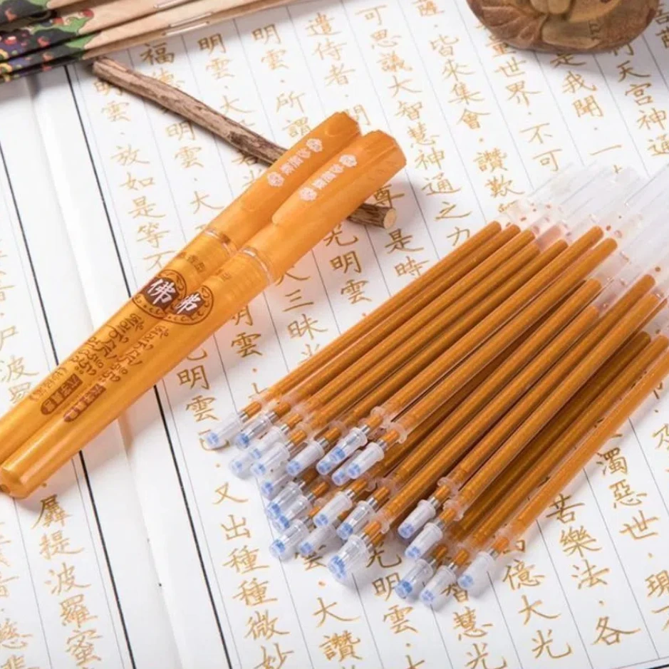 100/20 pcs 0.7mm Glitter Gold Pen Refills Large Capacity Smooth Scripture Copying Pen Refills Thick Tip Golden Flash