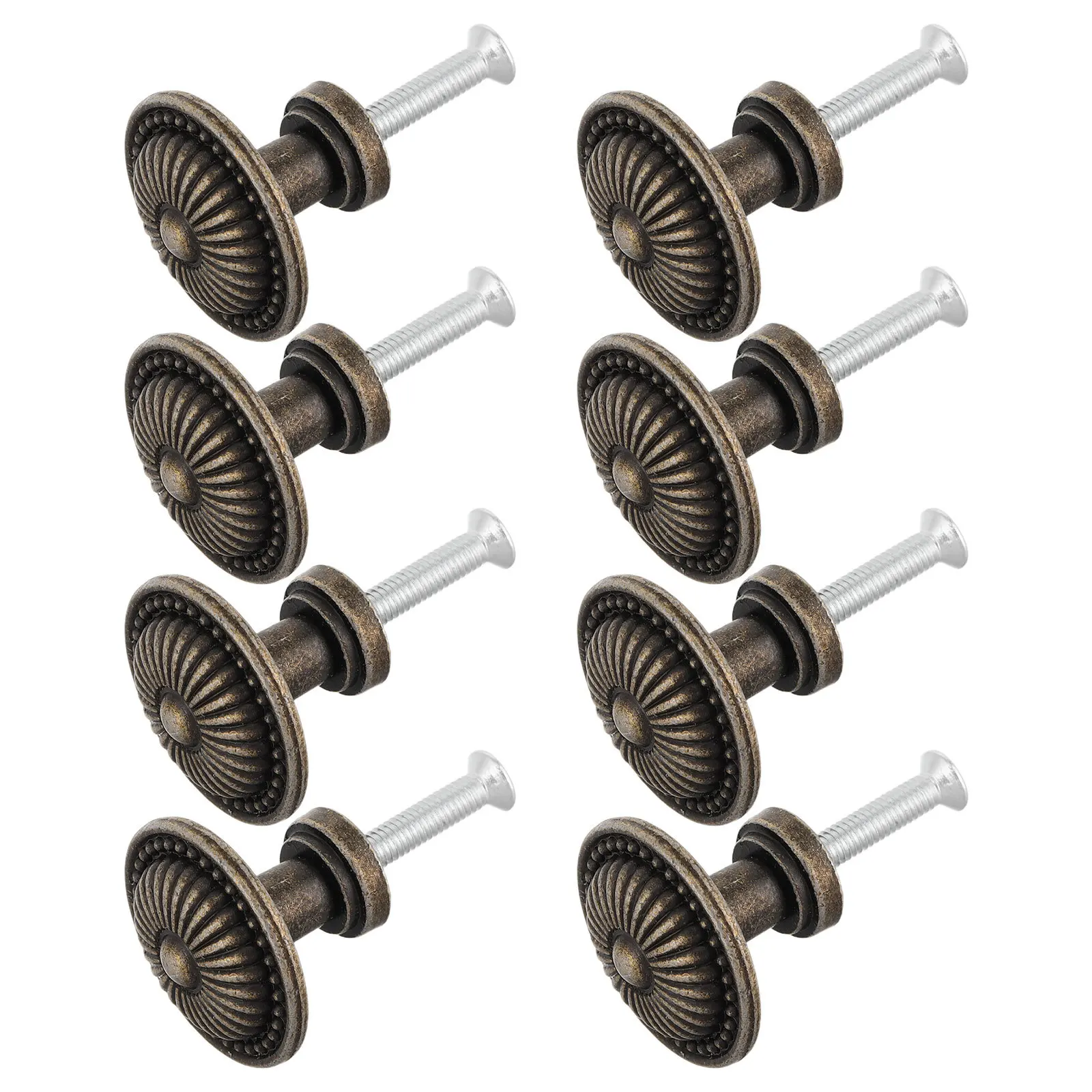 

8Sets Vintage Zinc Alloy Round Cabinet Pull Handles Single Hole Drawer Knobs Decorative Hardware for Dresser Cabinet