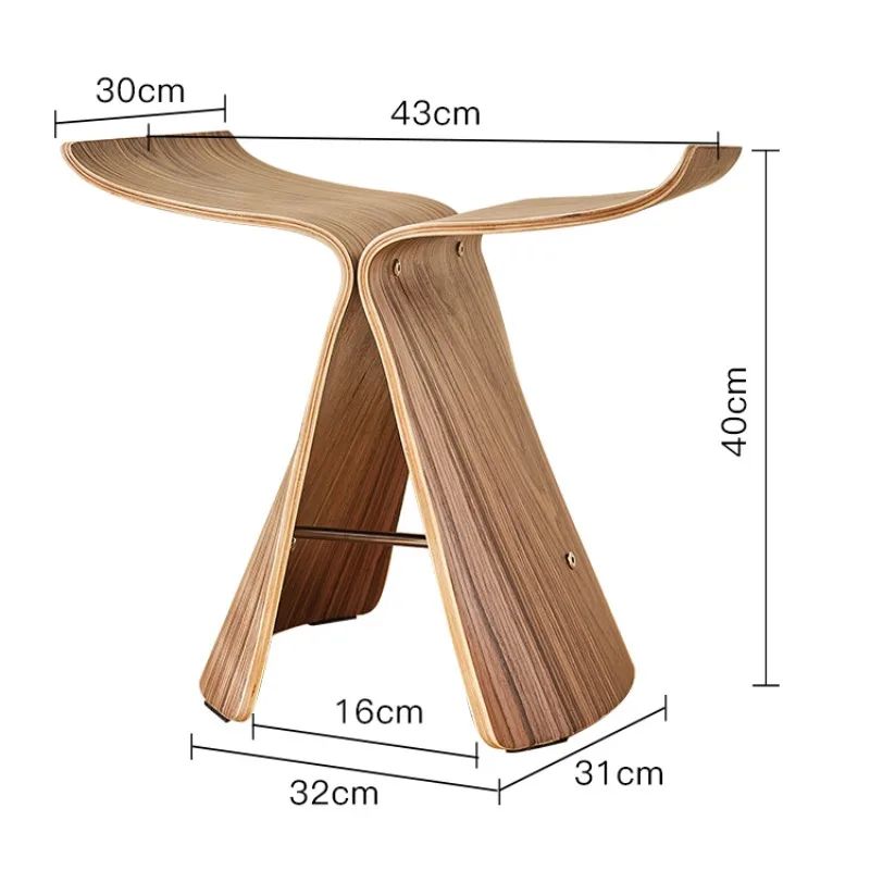 Nordycki kreatywny stołek do zmiany butów do domu mały domowy, solidny drewniany taboret przymierzalnia mały taboret stolca motylkowego