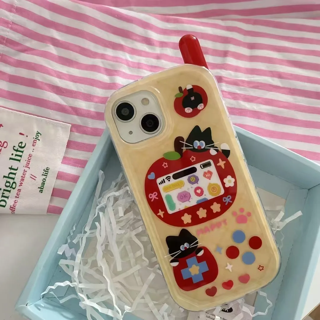 

Korean-style Ins Apple black cat game console Apple mobile phone protective case Applicable for iPhone series phone cases in cut