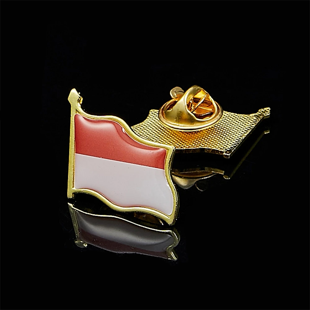 Indonesia National Flag Pin Brooch Badge Jewelry W/ Butterfly Buckle Lapel Pin Hat Shirt Pin Tie Accessories