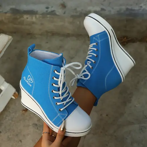 Women Shoes Classic Breathable Canvas Shoes Fashion Casual Vulcanized Shoe Women Wedge Sneakers Height Increasing Platform Shoes - Image 4