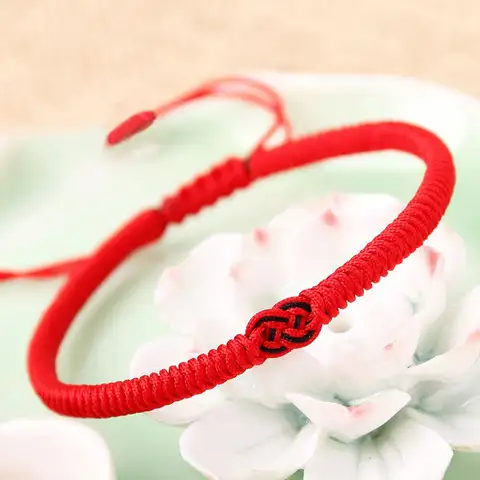 Män Enkla Gåvor För Älskare Buddhistiska Tibetanska Kinesiska Knutar Armband Handledssmycken Armringar Rött Rep DIY 10 best sales Kinesiskt knutarmband - №5