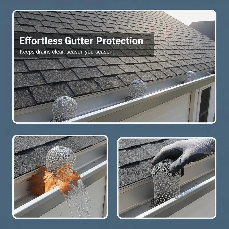 Gutter Leaf Protection Filter Anti-Clog Roof Eaves Drain Pipe Mesh Strainer for Outdoor Home Drainage System Use