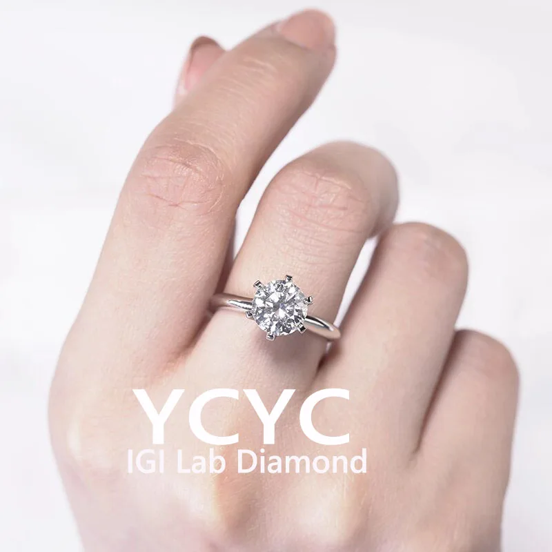 4Ct18K gold Ring Round IGI D VS Color IGI CVD Lab Grown Diamond Rings for Women 1Wedding Bride Jewelry fashion jewelry wholesale