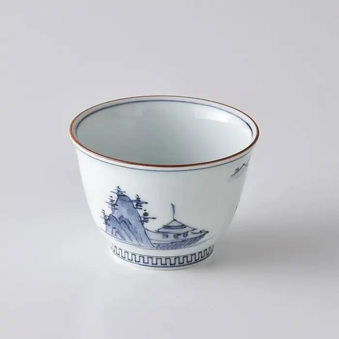 

В наличии: Японская импортная керамическая чашка Арита-вэра ручной росписи с пейзажным узором для дегустации чая, с эффектом чернил