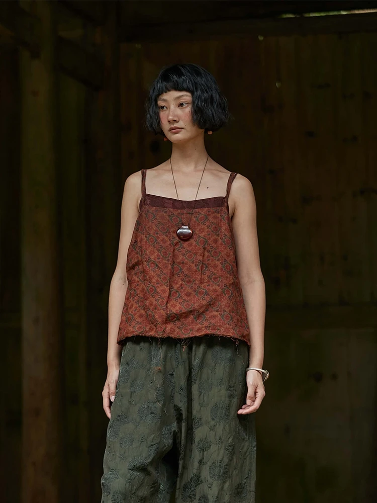 

Оригинальный дизайн, льняной топ-жилет с растительным окрашиванием, летний, свободного кроя, для женщин, можно носить как нижнее или верхнее белье, Left Bank France