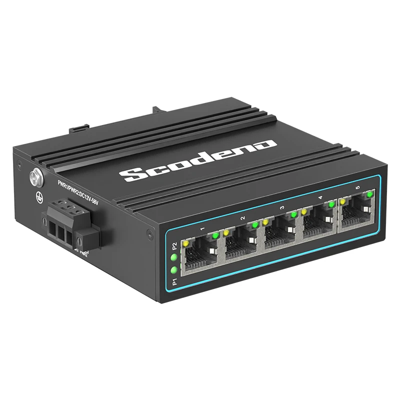 

Industrial 5-Port 10/100 Mbps Ethernet Switch | Rugged Metal Housing | DIN-Rail Mount | Wide Temperature Range -40℃ to 75℃