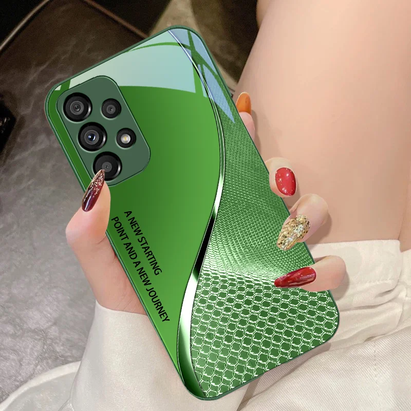 Tempered Glass Phone Case for Samsung Galaxy S10 4G S20 11E 30 S21 21Fe 22 Pro S23 Ultra 5G S8 S9 Mesh Curve Texture Orange