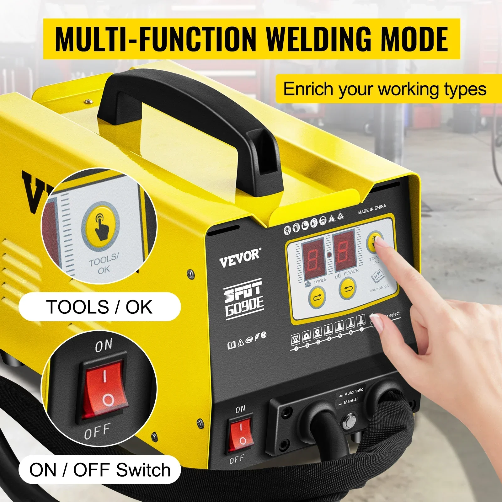 VEVOR Dent Puller Welder Vehicle Repair Kit 0.6-1.2mm Welding Head Restore Tools 3KW 220/110V for Auto Body Panel Spotter