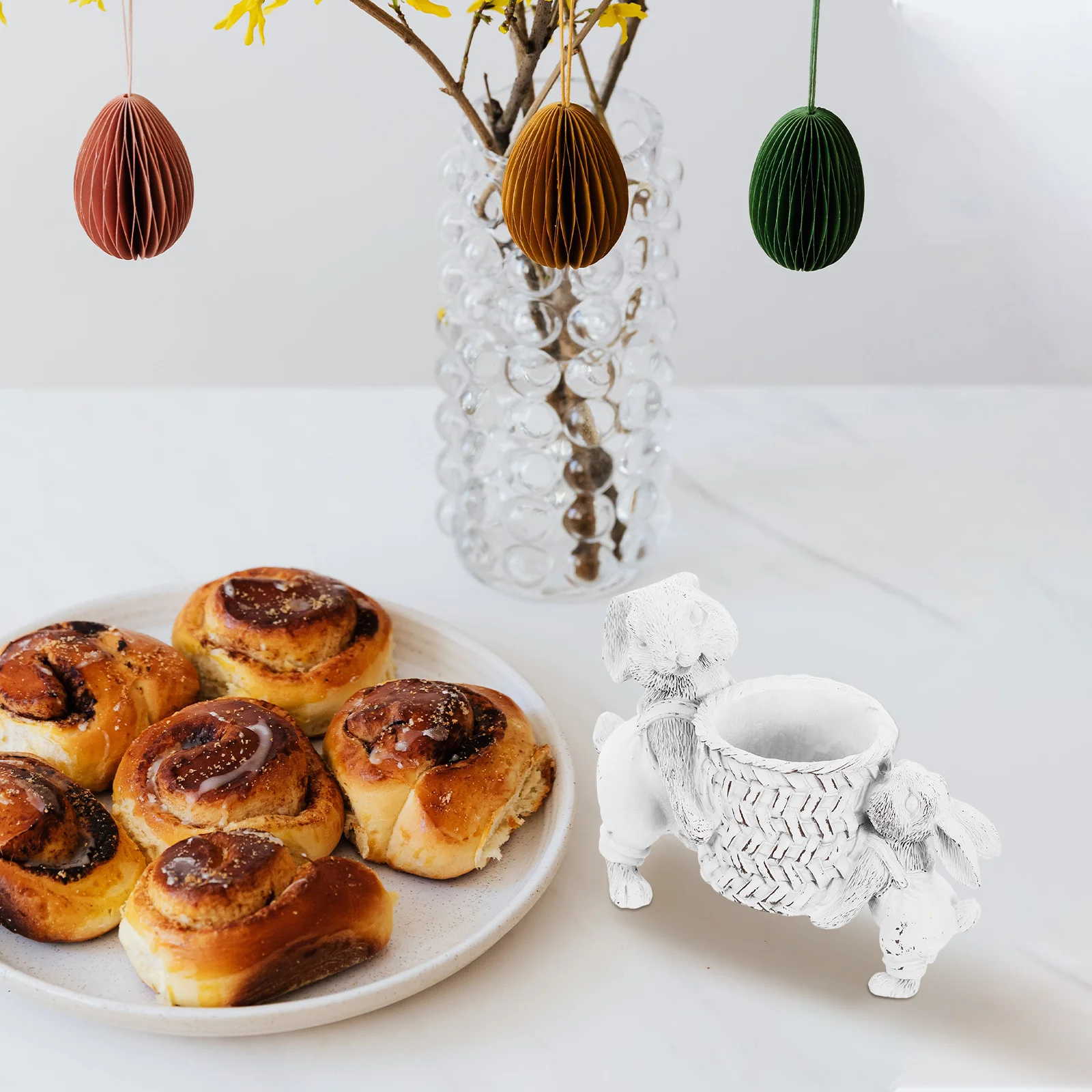 Easter Bunny Pen Holder Resin Pencil Cup Cute Desktop Organizer Stationery Storage Stand Rabbit Shaped Decor Pencil Holder Cute