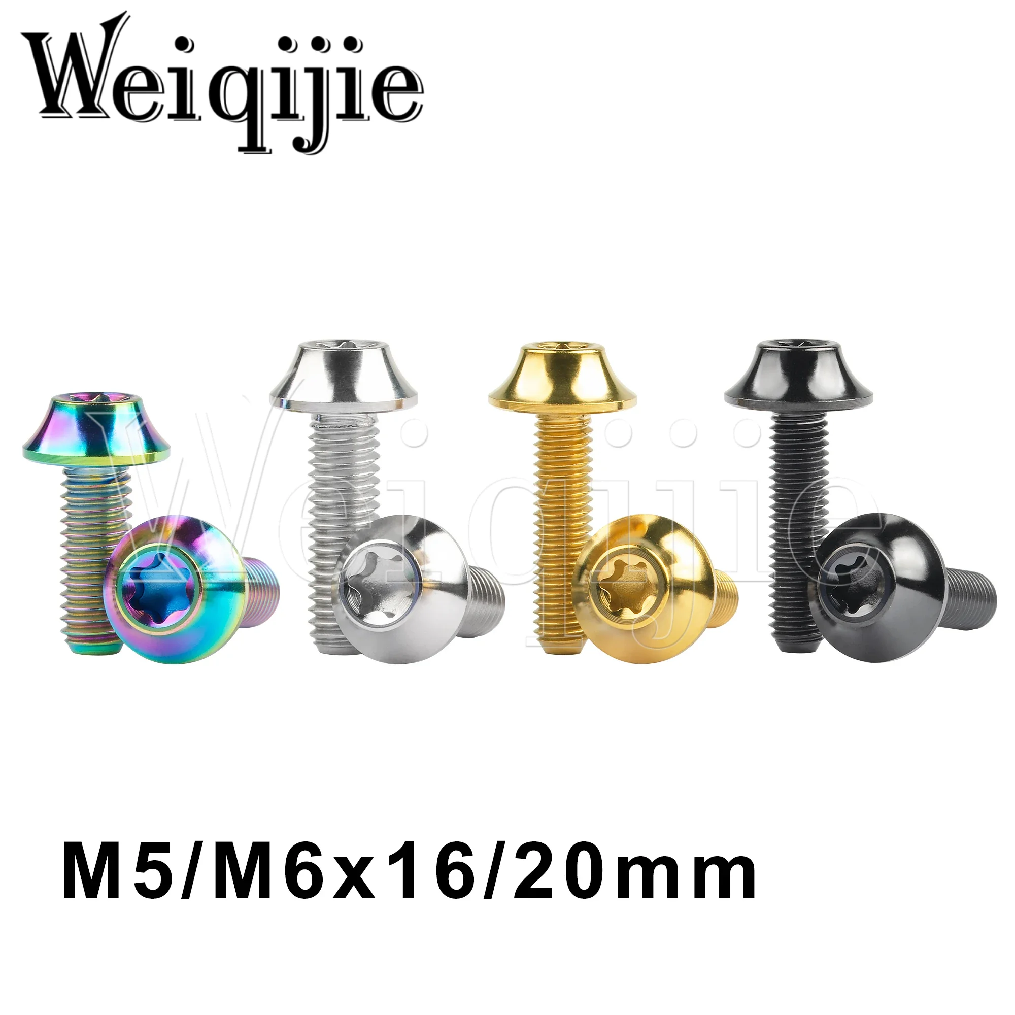 

Weiqijie Titanium Bolts M5 M6x 16 / 20mm T30 /T25 Torx Socket Head for V Brake Set Screw Bicycle Modification Bolt