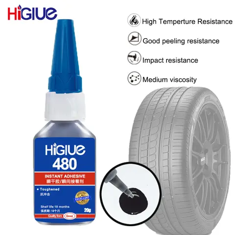 480 Instant Adhesive For Rubber Tires Super Repairing Glue Quick Dry Cyanoacrylate Strong Black Liquid Adhesive For Shoes Fix