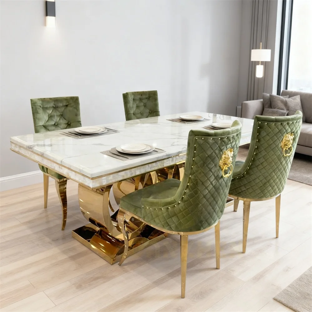 

# Romantic Exclusive Dining Room Furniture Luxury Table Set 4 6 8 Seater Marble