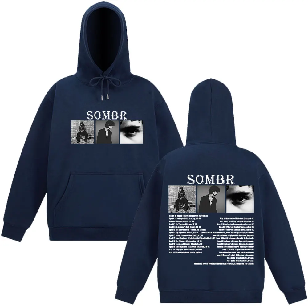 سترة بغطاء للرأس من Sombr Merch Live 2025 للرجال على الموضة بأكمام طويلة وفضفاضة غير رسمية على طراز الهيب هوب ملابس الشارع