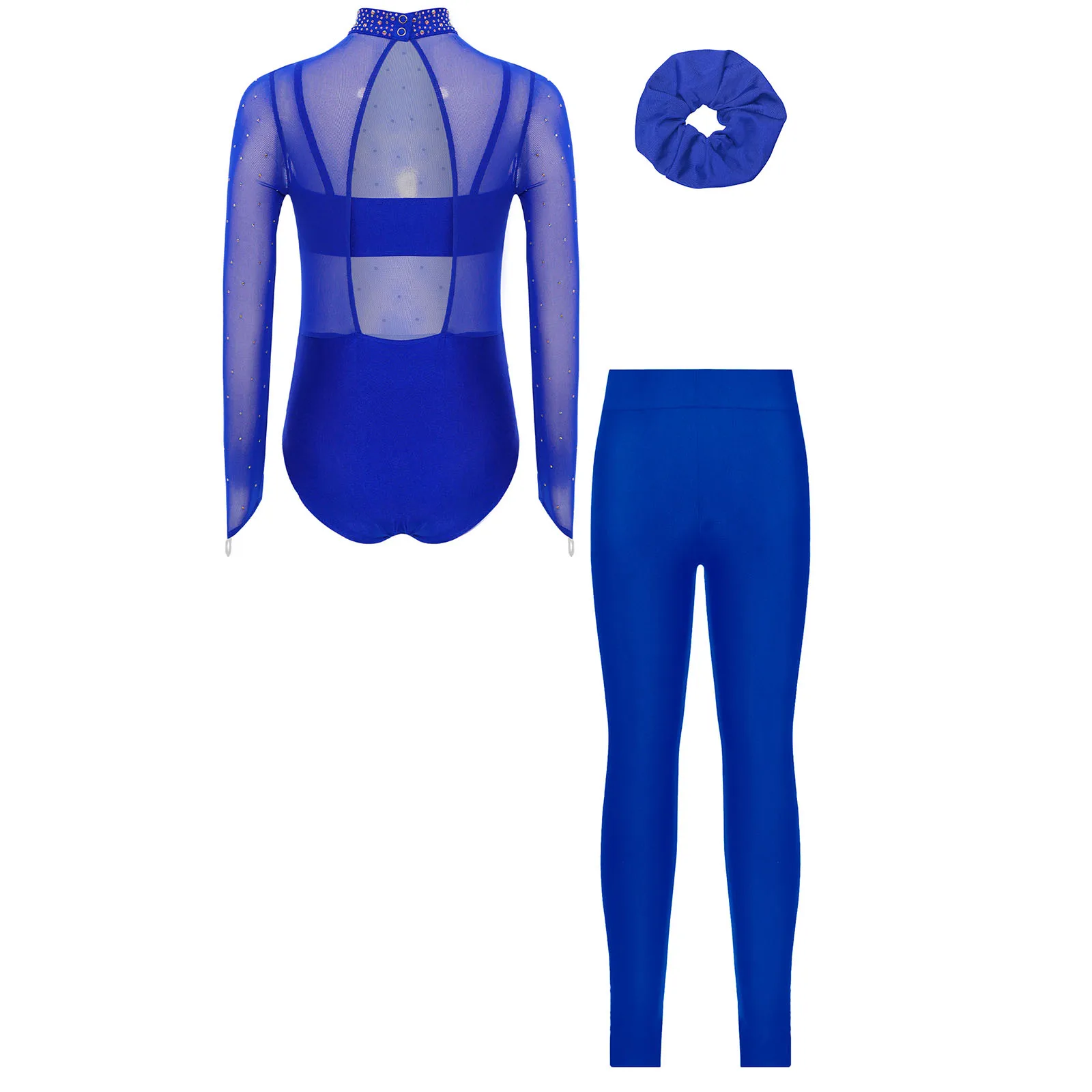 أطفال بنات لامعة الراين بقماش شفاف الباليه الرقص الجمباز يوتار مع سترة طماق لأداء اليوغا التزلج على الجليد