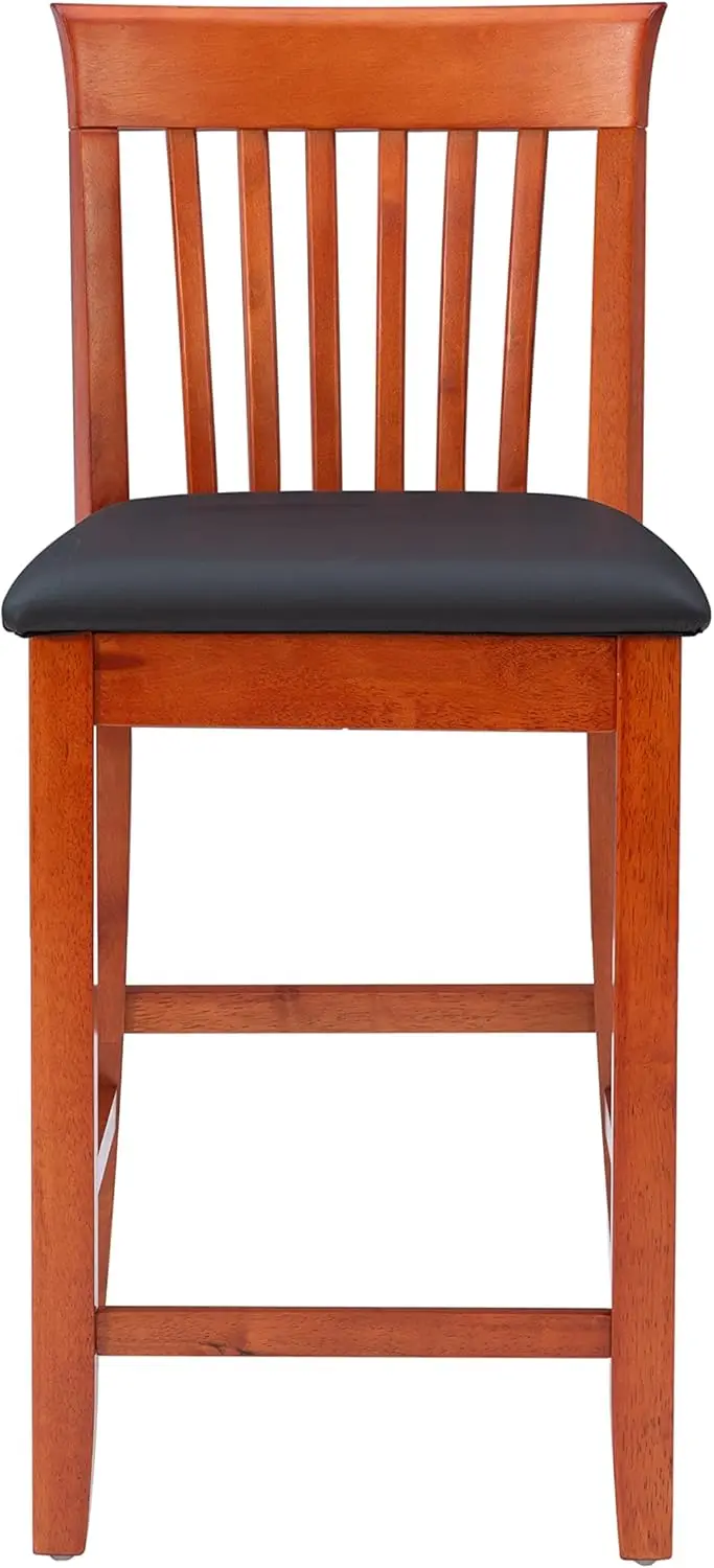 Triena Red Cherry Wood Black Vinyl Padded Seat - 24 inch