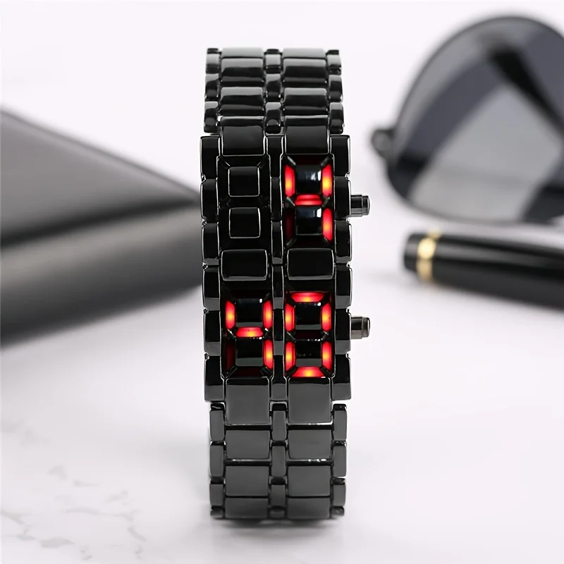 LED Display Electronic Watch Novelty Red Blue LED Lava Digital Wristwatch For Women Men