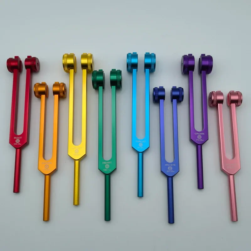 8pcs Chakra Tuning Forks Set Colorful Aluminum Alloy Diapason Professional Tuning Fork Sound Healing Meditation Diapazon Fork