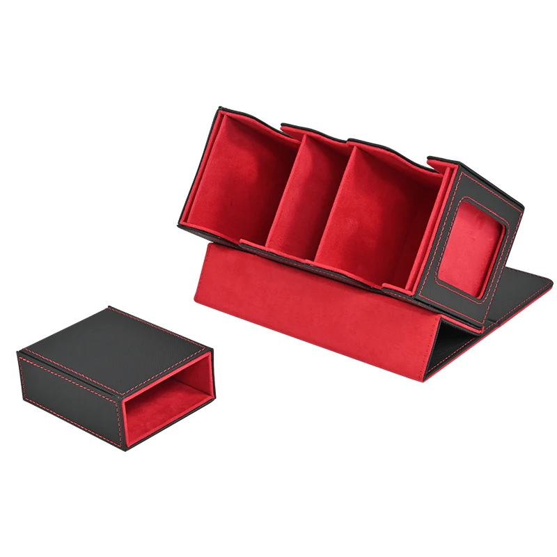 

Коробка TCG Deck Box с 2 витринами и хранилищем для игральных костей — держатель для карт из искусственной кожи, подходит для 200+ карт с двумя рукавами, совместимость с Yu-Gi-Oh
