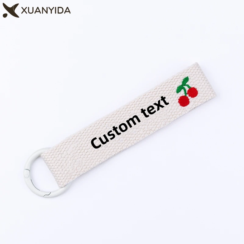 Customized Embroidered Keychain Name Tag Personalized Name Label Text Custom For Children Kindergarten Anti-lost Keyrings Gifts