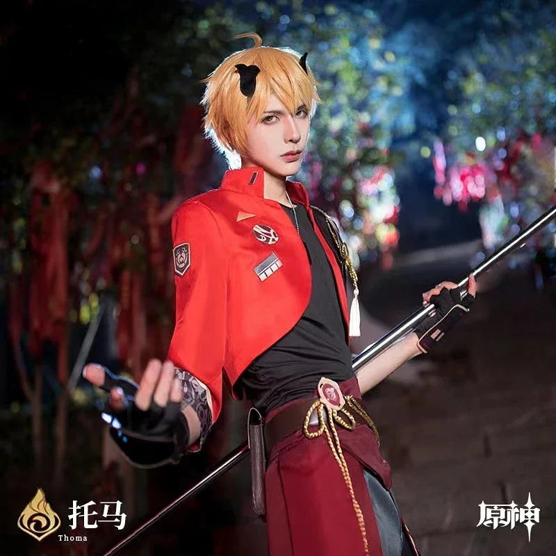 Game Genshin Impact Thoma Cosplay Costumes Anime Figure Halloween Costumes Suit Wig Role Playing Clothing Party Uniform