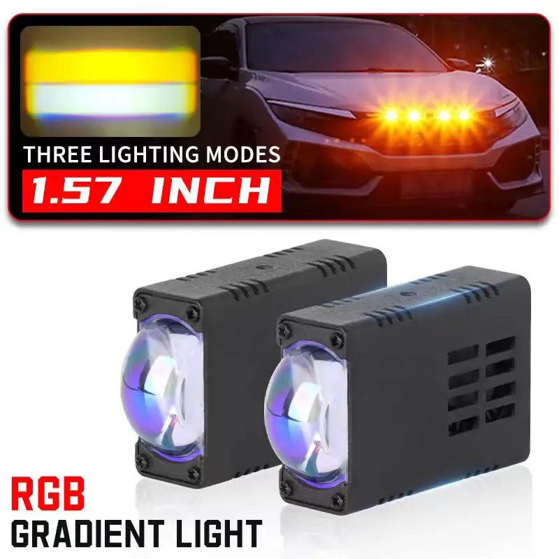 

1PC 2PCS lights universal LED Super Slim Yellow&White 5500K 300W Auxiliary for Motorcycle Headlight Projector Lens 38000LM 9-36V