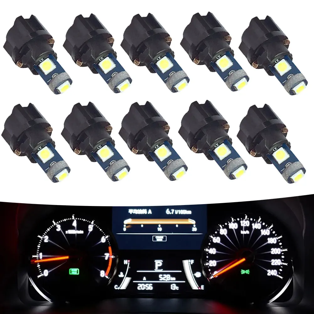 

10pcs T5 Car Auto 3030 Wedge LED Light Bulb Lamp Dash Board Instrument White Ice Blue Car Lights Car Exterior Accessoriess