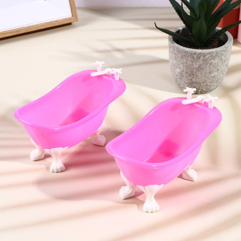 Dollhouse Miniature Furniture Mini Bathtub Tub Model Toy Simulation Bathroom Accessories Kids Pretend Doll House Decor Toy