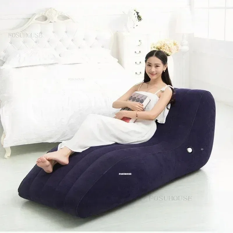 S-shaped Inflatable Seatings Simple Inflatable Sofa Recliner Single Fold Lazy Sofa Chair Bedroom Couple Sofas