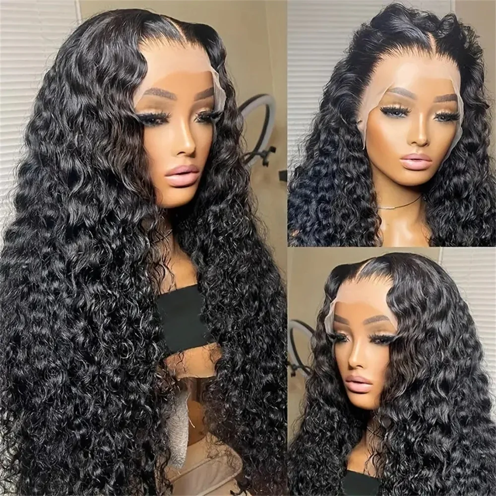 

13x4 Hd Lace Deep Wave Frontal Wig Glueless Pre Plucked Brazilian Water Wave Lace Curly Front Human Hair Wigs For Women